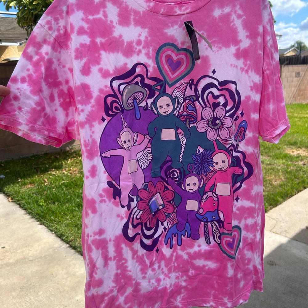 Hot Topic Pink Tie-Dye Teletubbies Graphic Tee